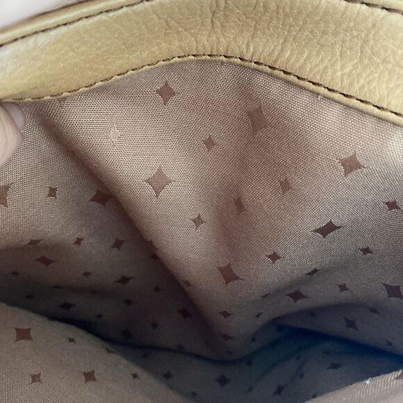 VTG Fossil Tan Leather Canvas Geometric Patterned Crossbody Bag Boho Retro NWOT - Picture 8 of 11